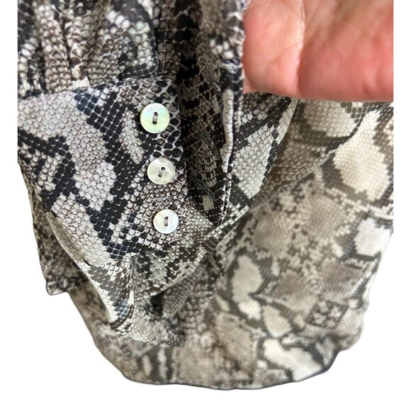 Zara Womens Sheer  Brown Black Bodysuit Snake Print Chiffon Long Sleeves Top  M - Picture 5 of 8